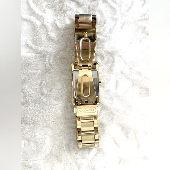 Coach EUC Lexington White Dial Ladies SS Gold Tone Watch w/Crystals & MoP Inlay - Picture 7 of 10